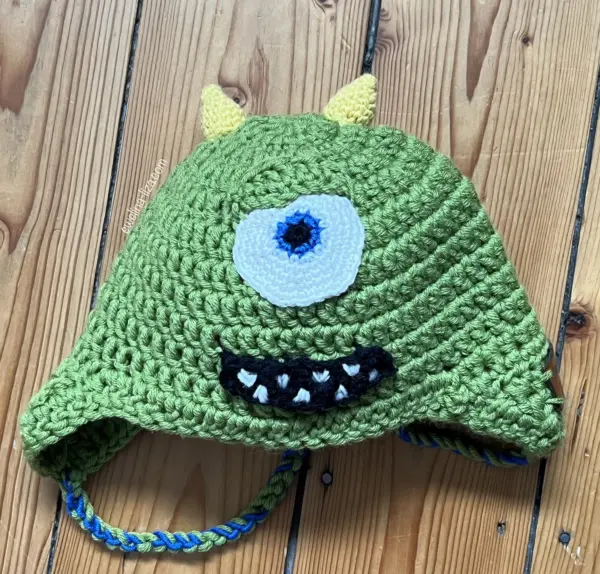 Crocheted baby hat with cute monsters designs. Merino wool baby hats- handmade by Ewelina Liza