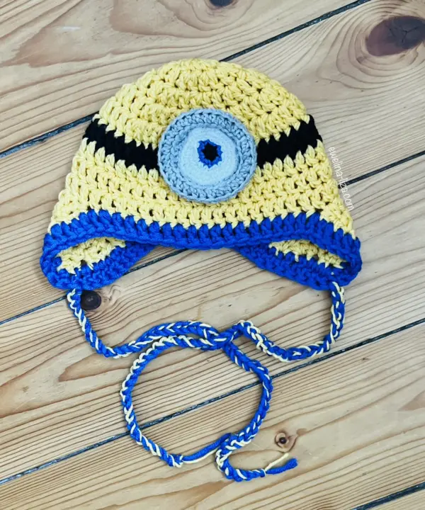 Crochet baby hat - minion. Handmade by Ewelina Liza