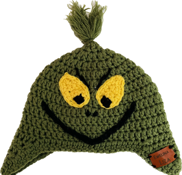 Crocheted grinch hat. Handmade by Ewelina Liza