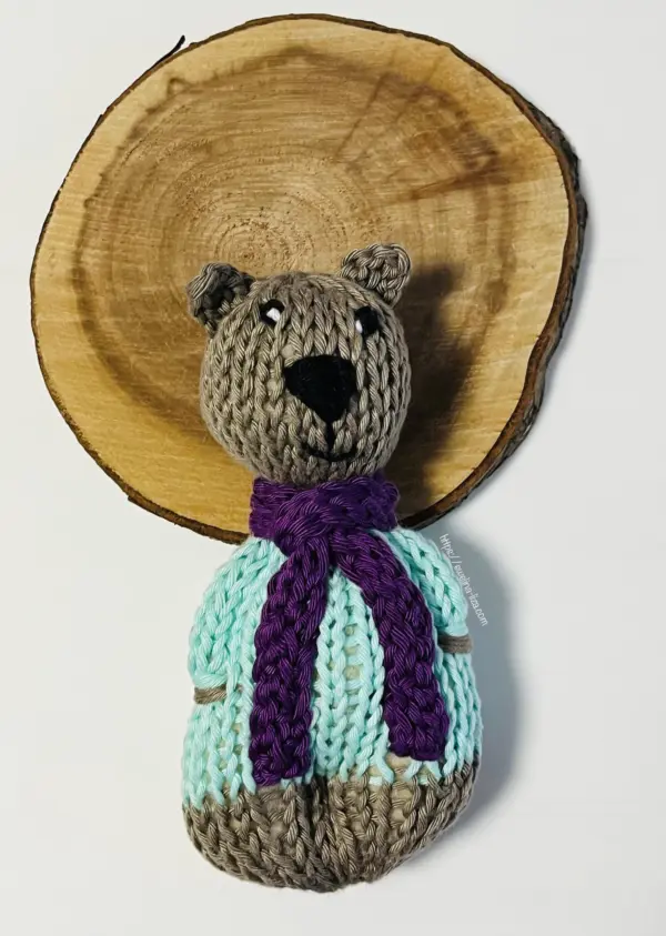 knitted teddy bear. Handmade by Ewelina Liza