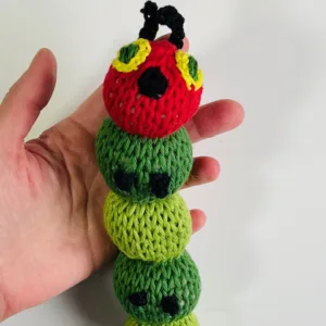 “The Very Hungry Caterpillar” Knitted Plushie. Handmade by Ewelina Liza