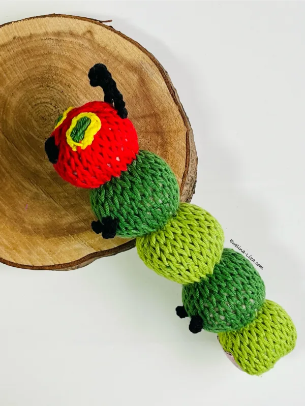 knitted caterpillar. Handmade by Ewelina Liza